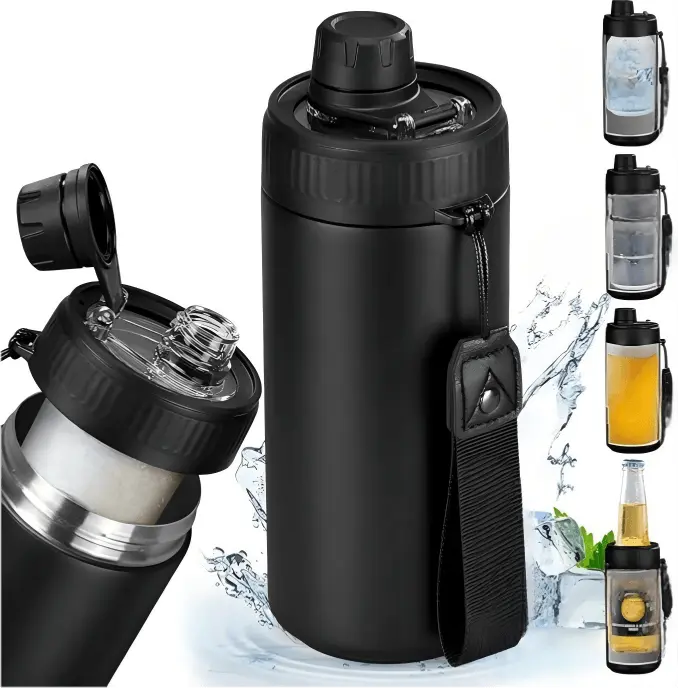Half Gallon Insulated Water Bottle with Strap – Leak Proof Large Capacity Sports Jug for Gym, Travel & Outdoor
