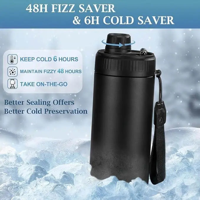 large black sports water bottle for gym travel and daily hydration