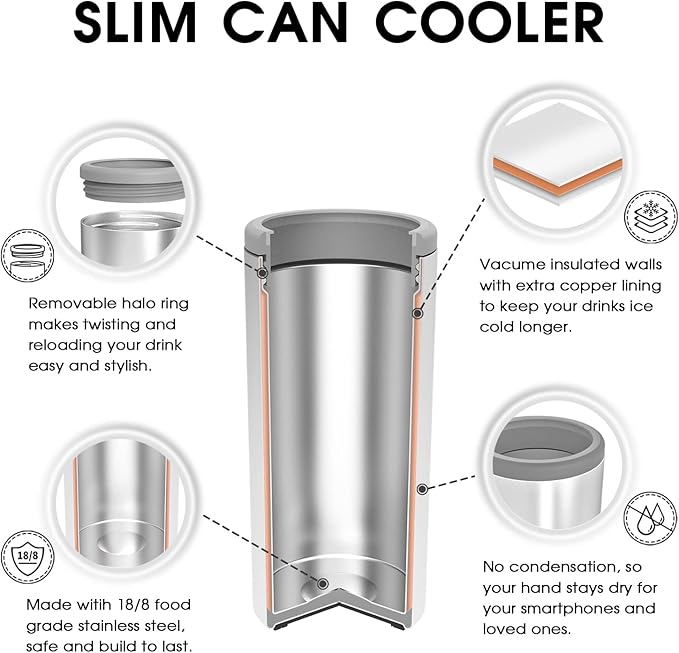 Skinny Can Cooler for Slim 12 oz Cans – Colorful Stripes