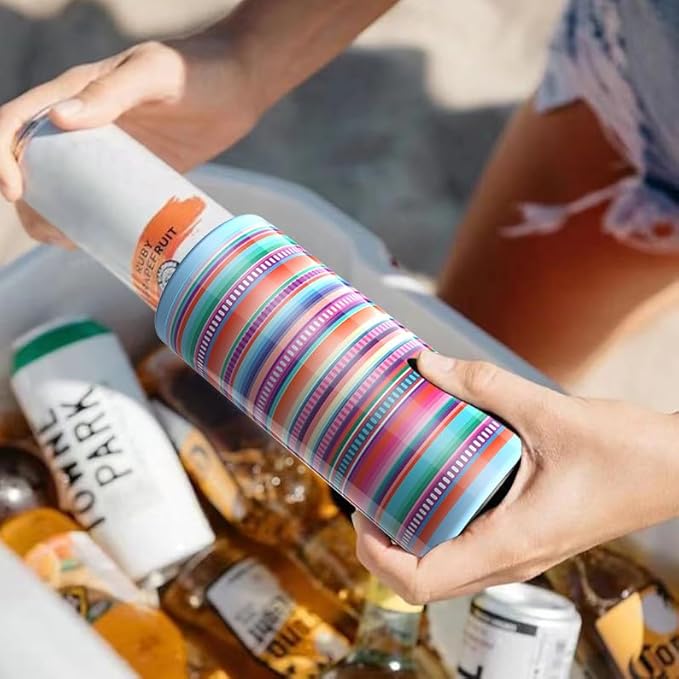 Skinny Can Cooler for Slim 12 oz Cans – Colorful Stripes