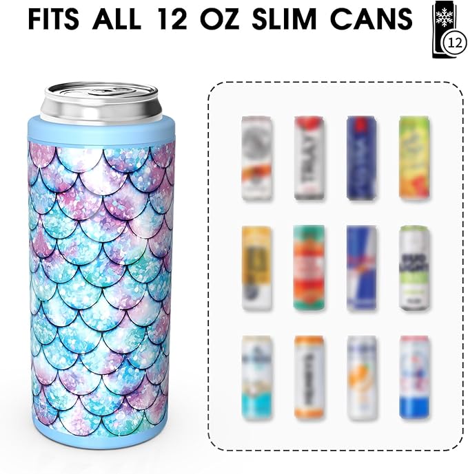 Skinny Can Cooler for Slim 12 oz Cans – Fish Scales