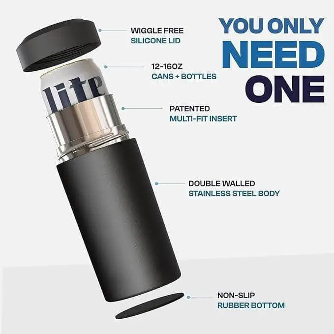 stainless steel insulated can holder anti slip design for drinks