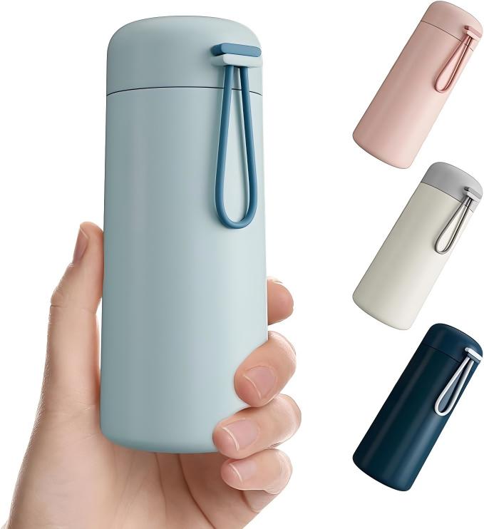 8 oz Insulated Water Bottle with Carry Handle – Grayish Blue