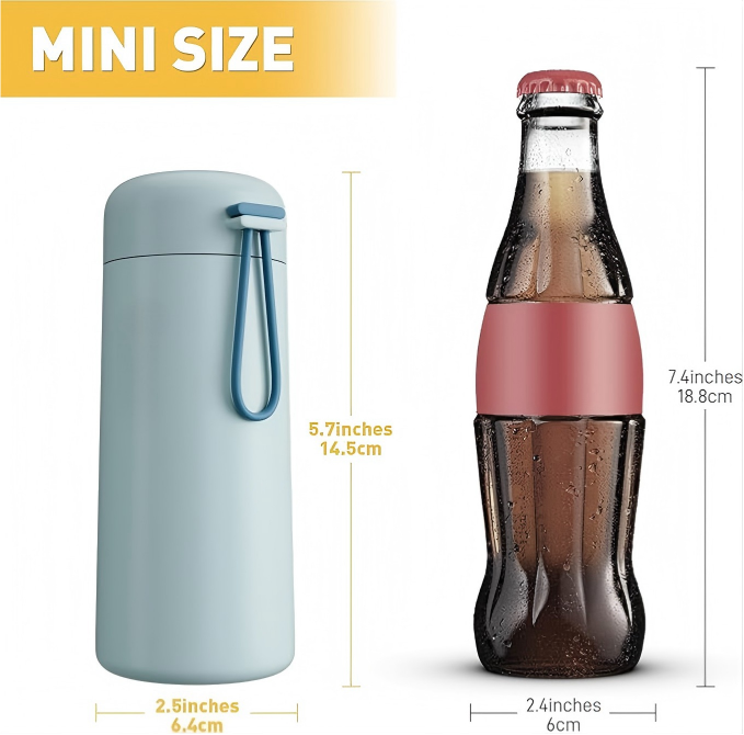 8 oz Insulated Water Bottle with Carry Handle – Grayish Blue