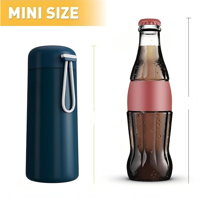 8 oz Insulated Water Bottle with Carry Handle – Dark Blue