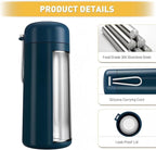 8 oz Insulated Water Bottle with Carry Handle – Dark Blue
