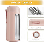 8 oz Insulated Water Bottle with Carry Handle – Pink