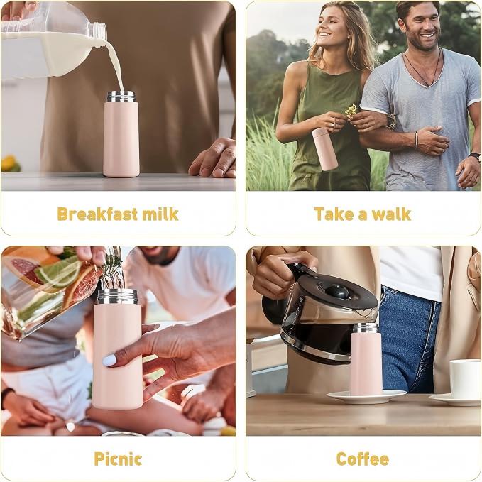 8 oz Insulated Water Bottle with Carry Handle – Pink